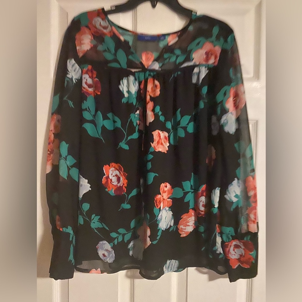 Womens Apt 9 L Blouse Sheer Lined Material
